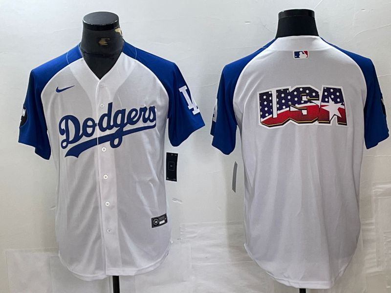 Men Los Angeles Dodgers Blank White Fashion Nike Game MLB Jersey style 7->->MLB Jersey